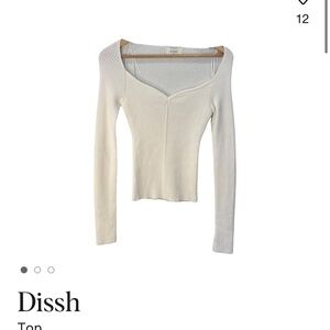 Dissh Women's White Ribbed Top